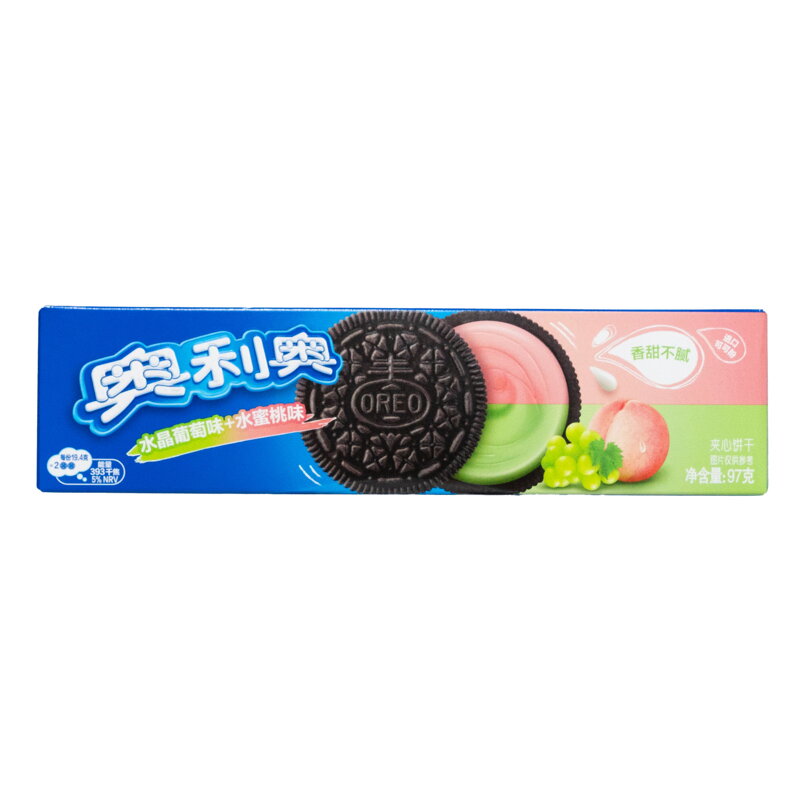 Oreo sušenky s hrozny a broskvemi 97g